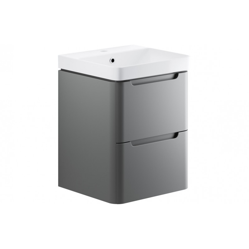 Grove 500mm 2 Drawer Wall Hung Cloakroom Basin Unit Matt Grey