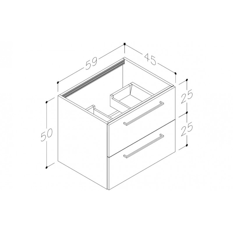 Carlo 610mm Wall Hung 2 Drawer Basin Unit w/Basin White Gloss