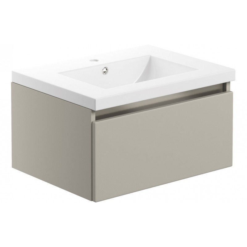 Kane 615mm 1 Drawer Wall Hung Basin Unit Inc. Basin Latte
