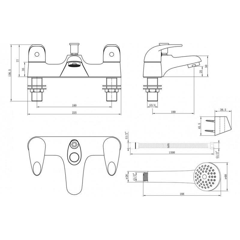 Nevada Low Pressure Bath/Shower Mixer