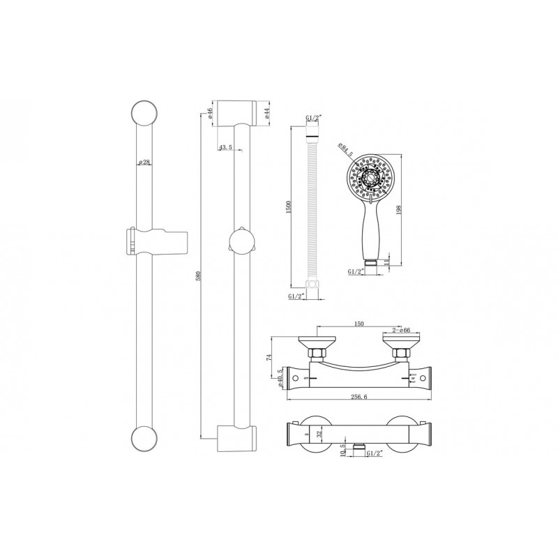 Enzo Low Pressure Thermostatic Bar Mixer Shower
