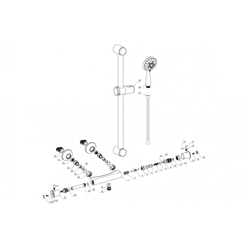 Enzo Low Pressure Thermostatic Bar Mixer Shower