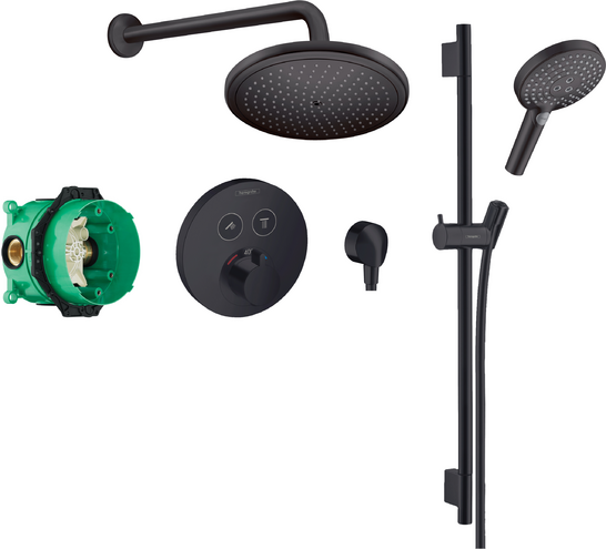 Round Select Concealed Valve With Croma (280) Overhead And Select Rail Kit