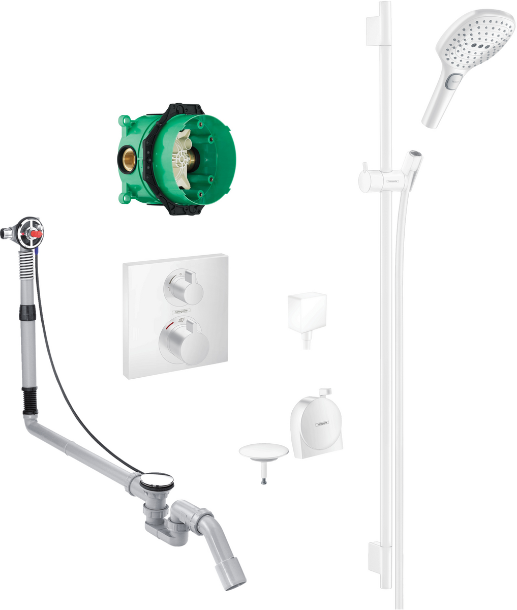 Square concealed valve with Raindance Select rail kit and Exafill