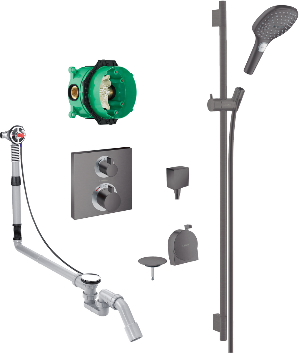 Square concealed valve with Raindance Select rail kit and Exafill