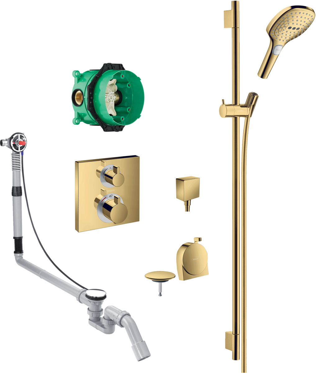 Square concealed valve with Raindance Select rail kit and Exafill