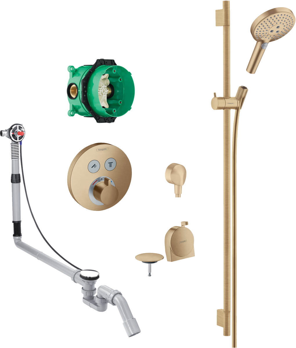 Round Select concealed valve with Raindance Select rail kit and Exafill