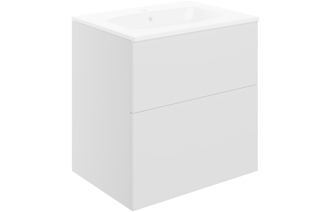 Optic 610mm 2 Drawer Wall Unit & Basin - Matt White