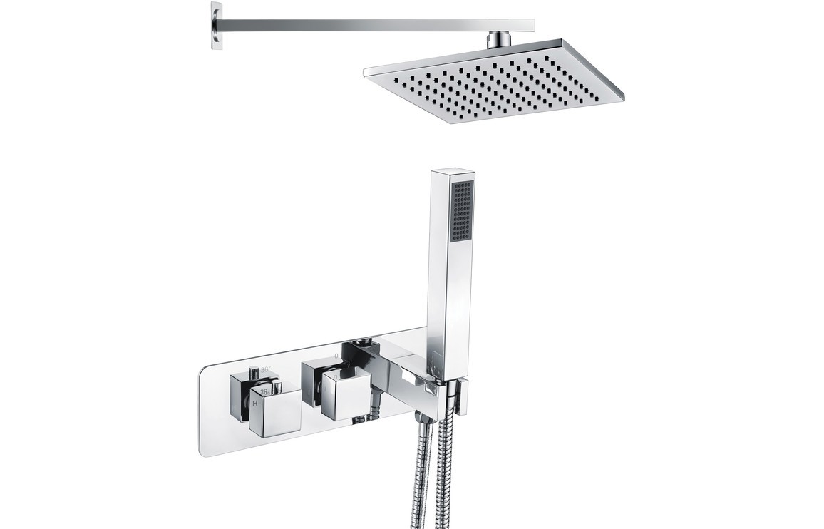 Aero Shower Pack Two - Twin Two Outlet W/handset & Brass Overhead