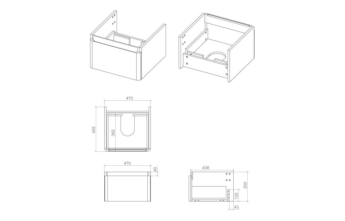 Pluto 500mm Wall Hung 1 Drawer Basin Unit & Basin - Matt White