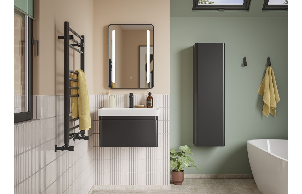 Pluto 500mm Wall Hung 1 Drawer Basin Unit & Basin - Matt Black