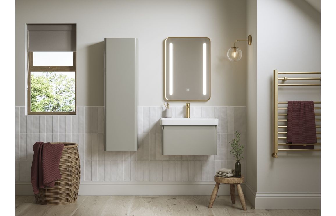 Pluto 605mm Wall Hung 1 Drawer Basin Unit & Basin - Matt Latte