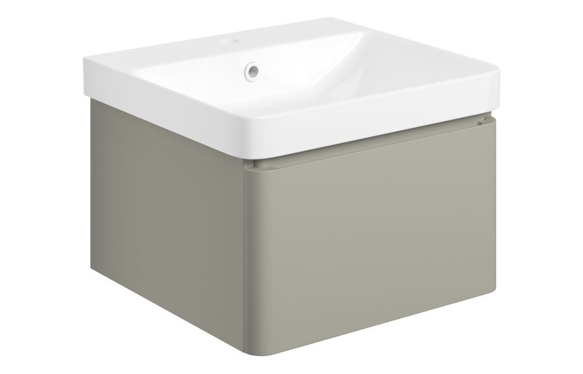 Pluto 805mm Wall Hung 1 Drawer Basin Unit & Basin - Matt Latte