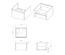 Oak 500mm Wall Hung 1 Drawer Basin Unit & Basin - Textured Oak