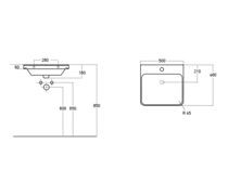 Oak 500mm Wall Hung 1 Drawer Basin Unit & Basin - Textured Oak