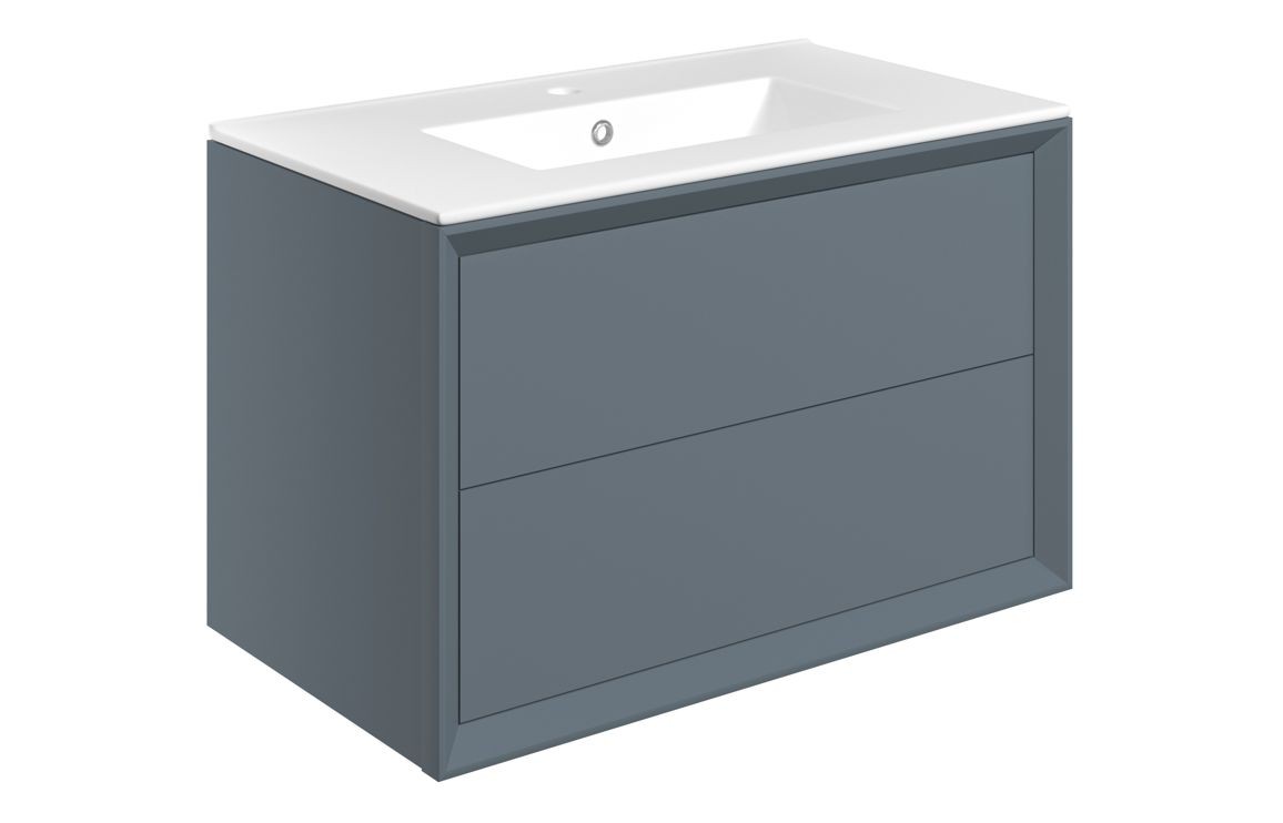 Peach 815mm Wall Hung 2 Drawer Basin Unit & 1TH Thin Edge Basin