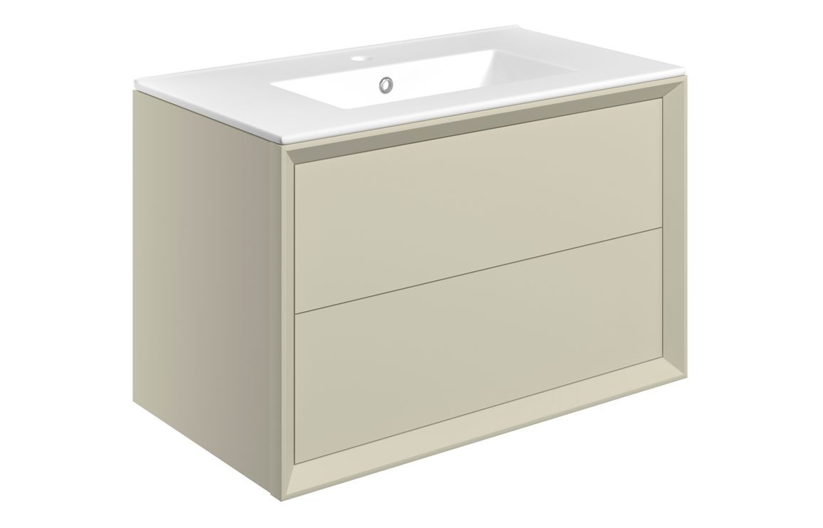 Peach 815mm Wall Hung 2 Drawer Basin Unit & 1TH Thin Edge Basin