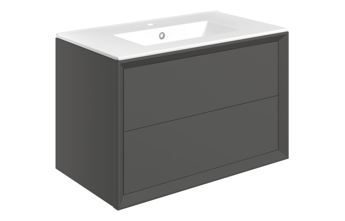 Peach 815mm Wall Hung 2 Drawer Basin Unit & 1TH Thin Edge Basin