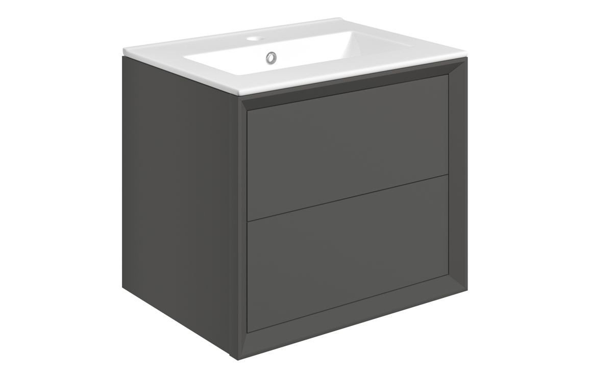 Peach 615mm Wall Hung 2 Drawer Basin Unit & Thin Edge Basin