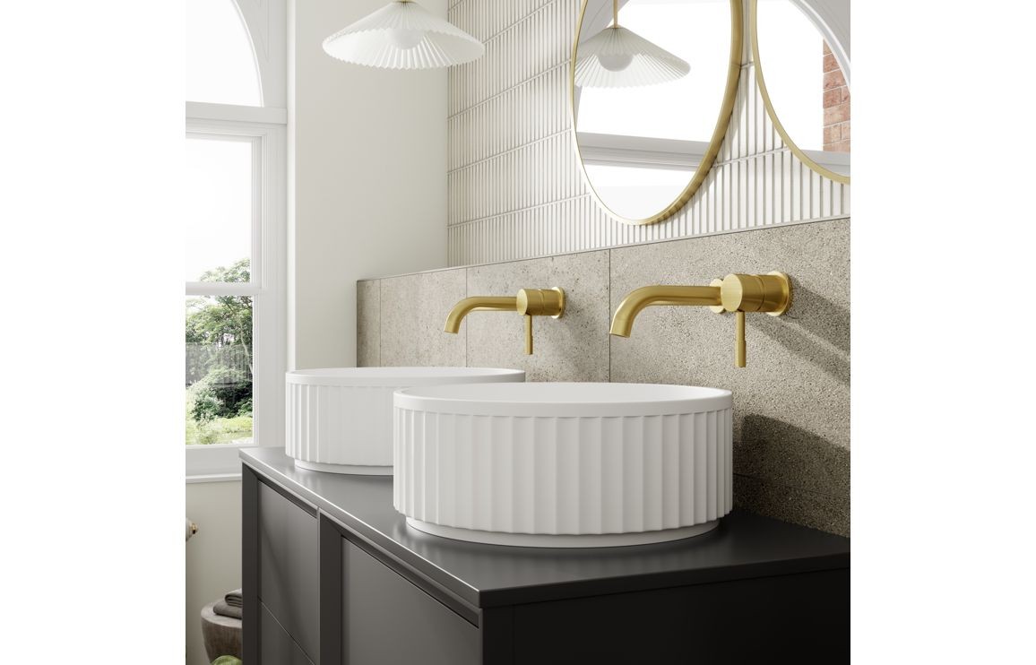 Peach 615mm Wall Hung 2 Drawer Basin Unit & Thin Edge Basin