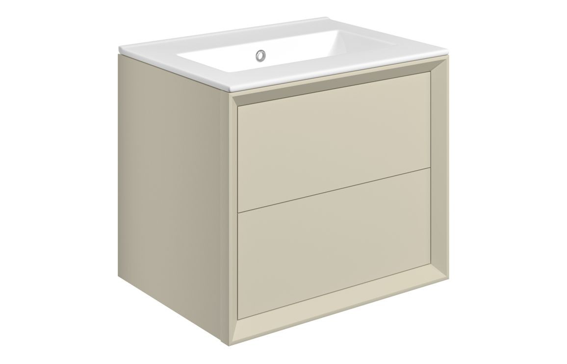 Peach 615mm Wall Hung 2 Drawer Basin Unit & Thin Edge Basin