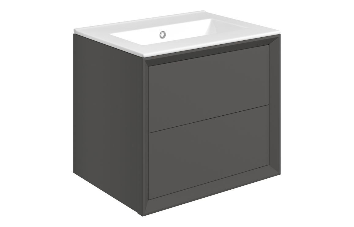 Peach 615mm Wall Hung 2 Drawer Basin Unit & Thin Edge Basin