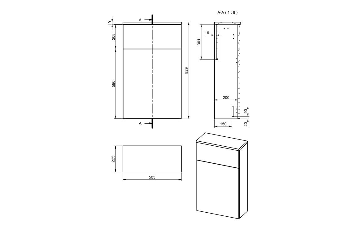 Peach 503mm Floor Standing WC Unit