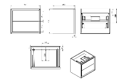 Peach 600mm Wall Hung 2 Drawer Basin Unit & Top