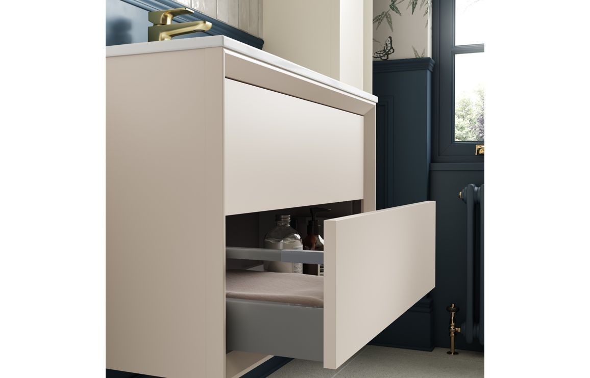 Peach 800mm Wall Hung 2 Drawer Basin Unit & Top