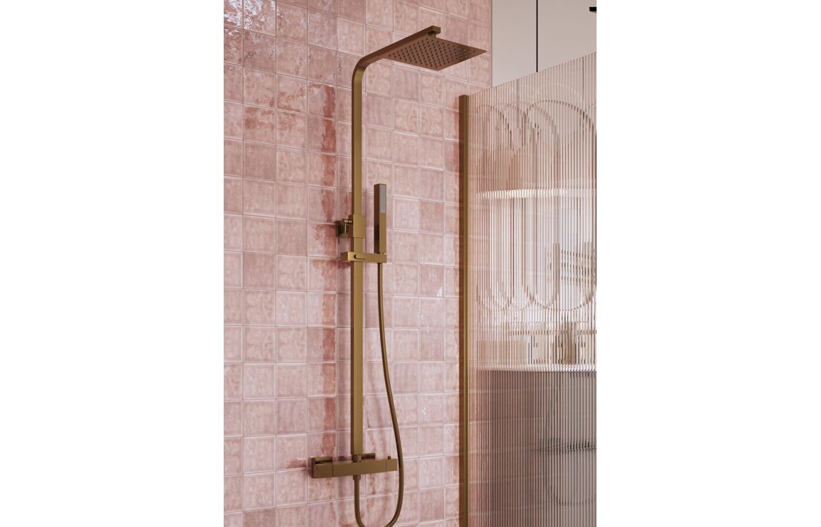Groves Square Thermostatic Bar Mixer w/Riser Kit - Brushed Bronze