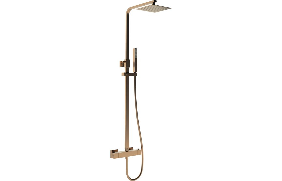 Groves Square Thermostatic Bar Mixer w/Riser Kit - Brushed Bronze