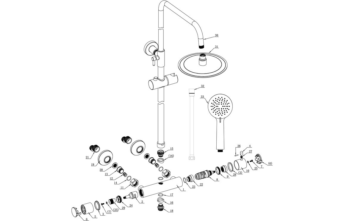 Barley Round Shower Valve & Kit Pack 1 - Matt Black