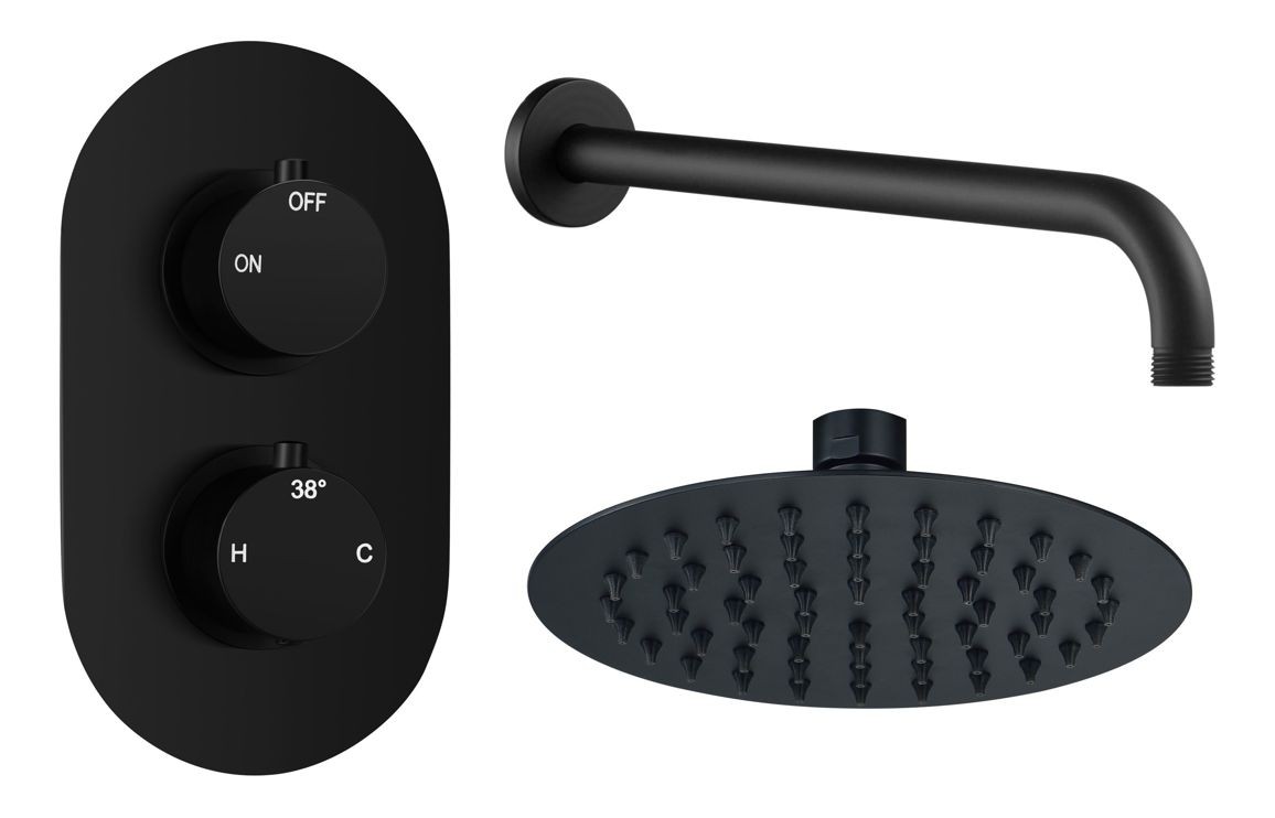 Barley Round Shower Valve & Kit Pack 1 - Matt Black
