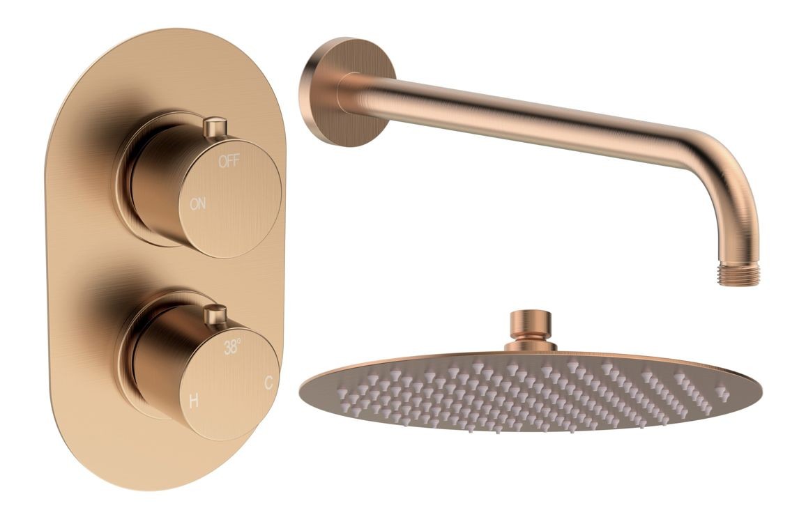 Barley Round Shower Valve & Kit Pack 1 - Brushed Bronze