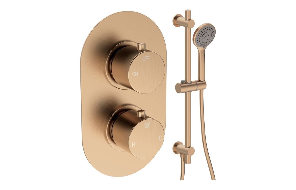 Barley Round Shower Valve & Kit Pack 2 - Brushed Bronze